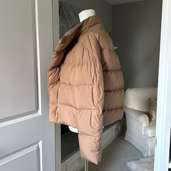 Theory Offset Down Puffer Coat Jacket Pecan Sz P - Picture 5 of 15
